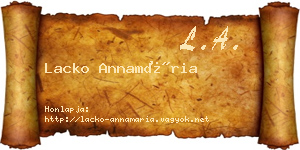 Lacko Annamária névjegykártya